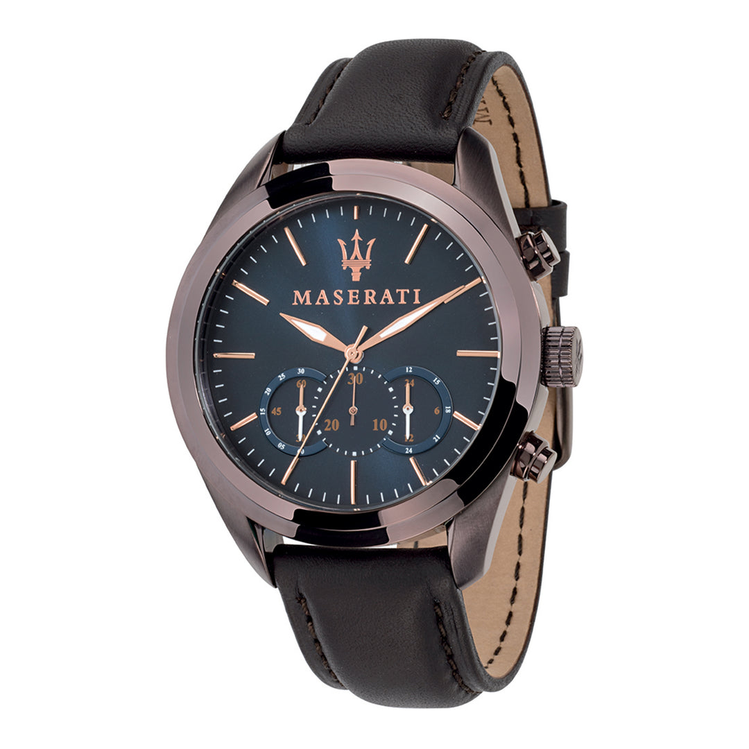 MASERATI TRAGUARDO 45MM CHR BLU DL BRW ST PVD BRW