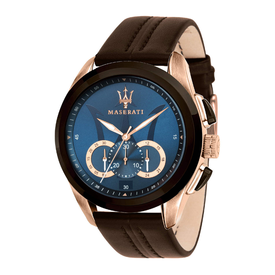 MASERATI TRAGUARDO 45MM CHR BLUE DIAL BROWN ST