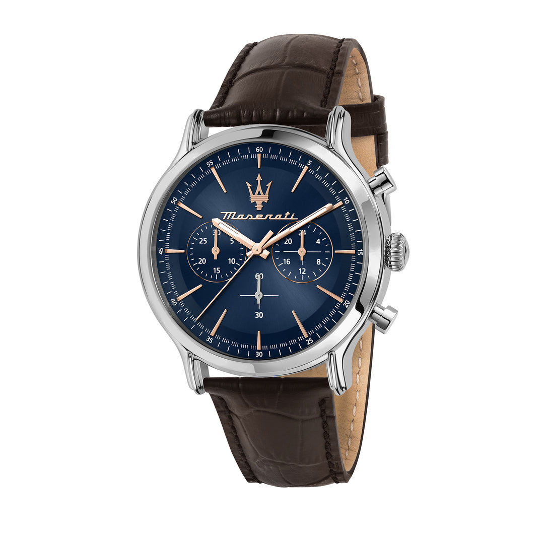 MASERATI EPOCA 42MM CHR BLUE DIAL BROWN ST