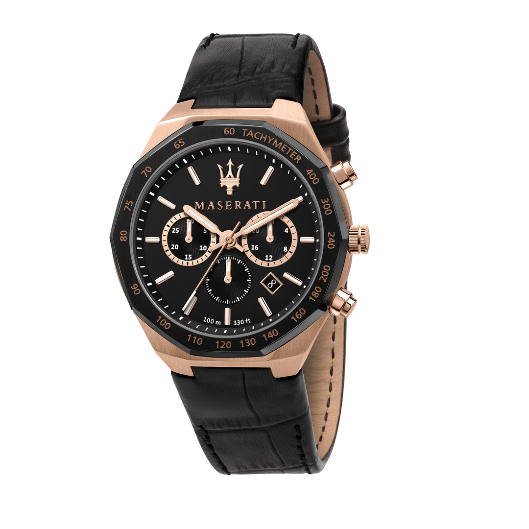MASERATI STILE 45MM CHR BLACK DIAL BLACK ST