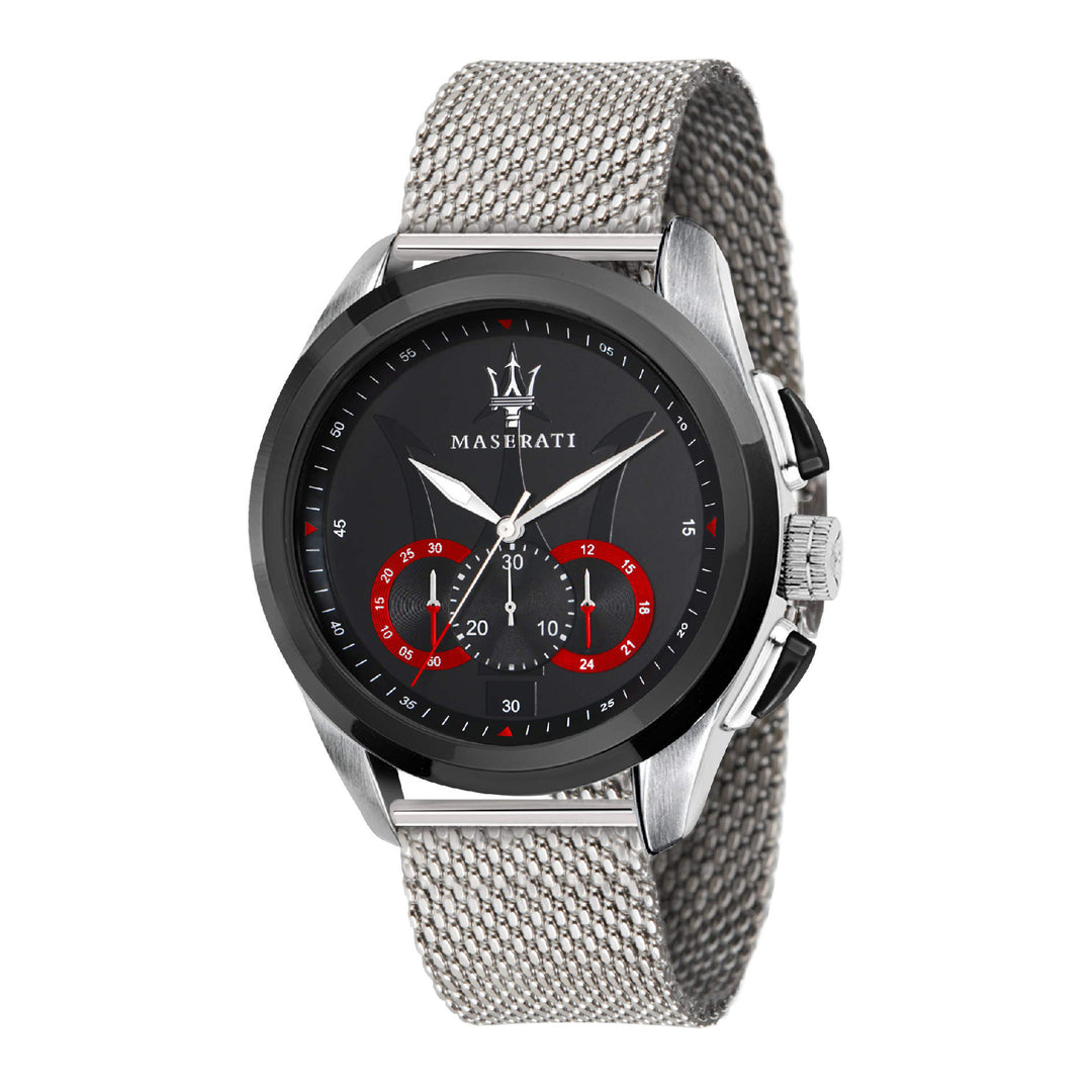 MASERATI TRAGUARDO 45MM CHR BLACK DIAL SS MESH