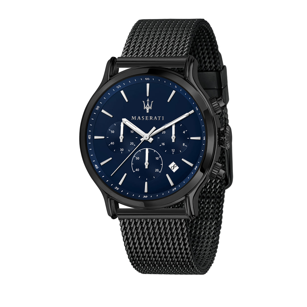 MASERATI EPOCA EXT 42MM CHR BLUE DIAL MESH BR GUN
