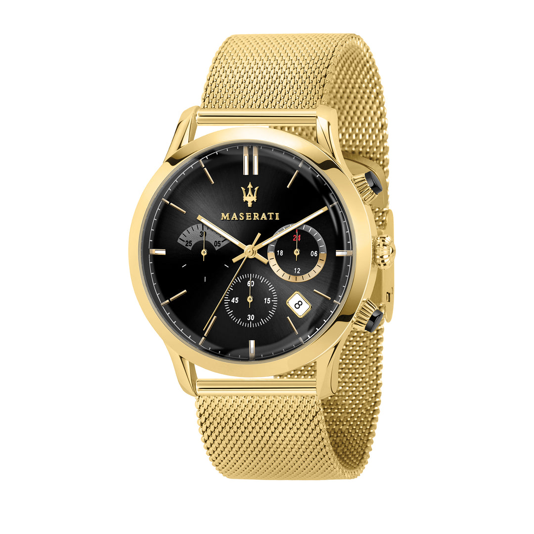 MASERATI RICORDO 42mm CHR BLACK DIAL MESH BR YG