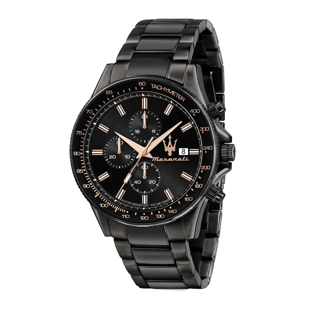 MASERATI SFIDA 44MM CHR BLACK DIAL BR BLACK