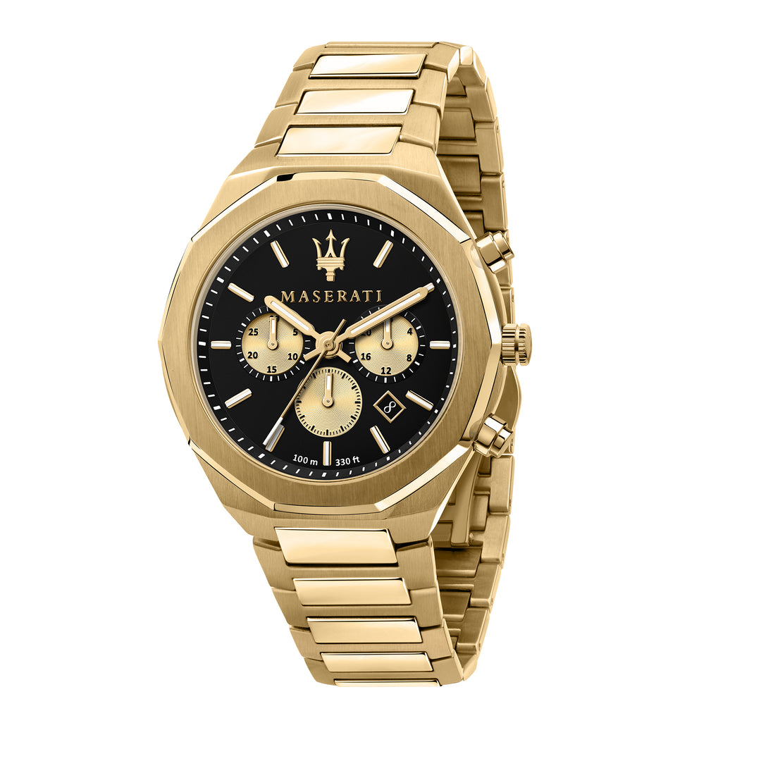 MASERATI STILE 45MM CHR BLACK DIAL BR YG