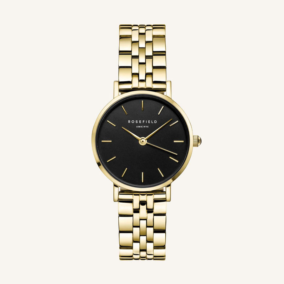Rosefield The Small Edit Black Steel Gold Ladies Watch
