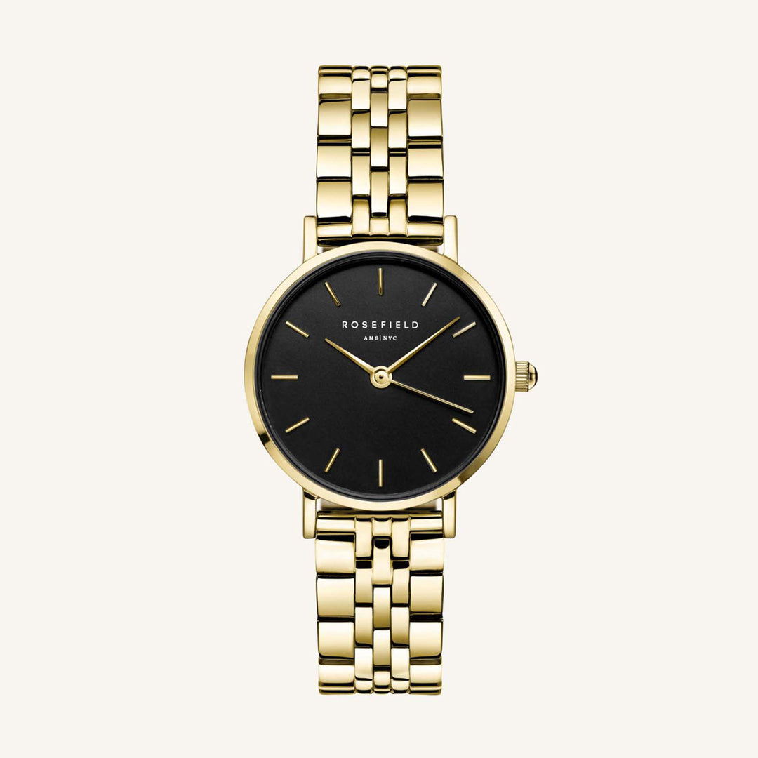 Rosefield The Small Edit Black Steel GoldÂ Ladies Watch