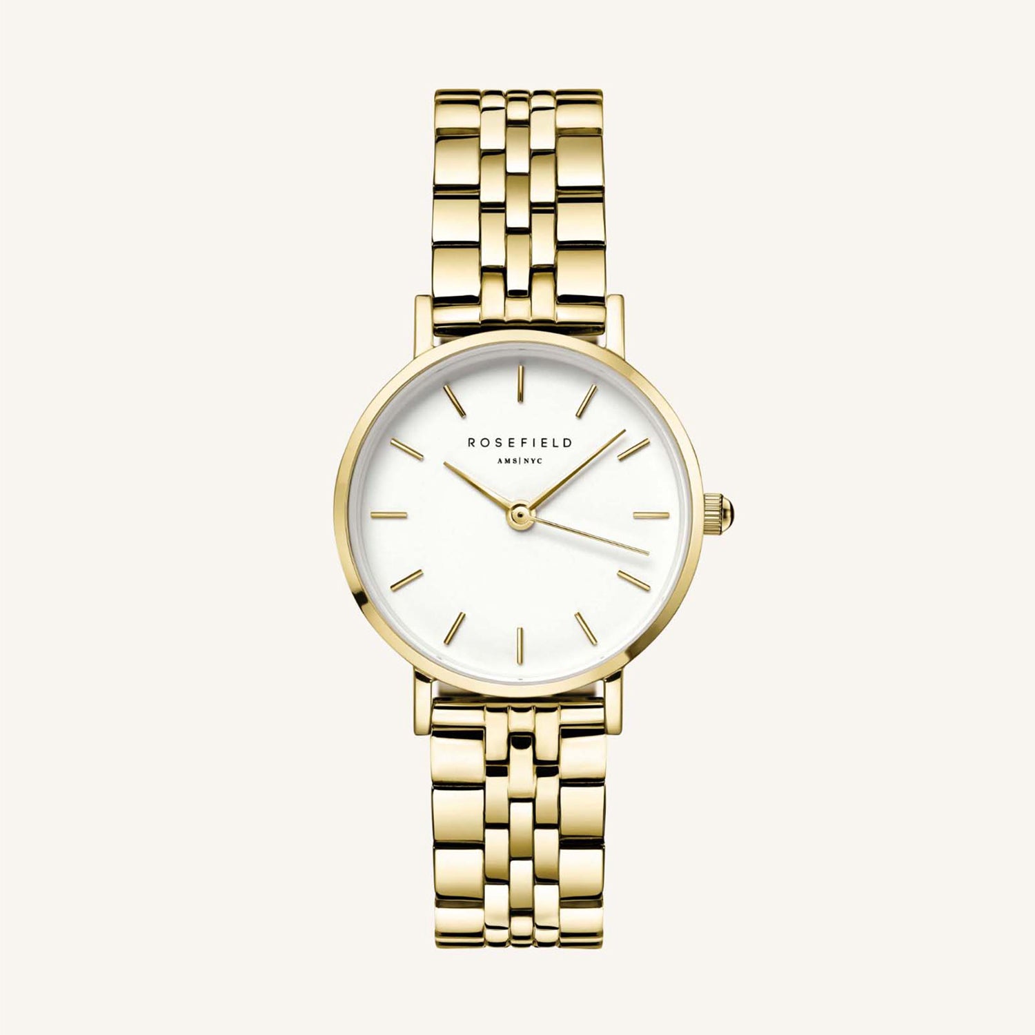 Rosefield The Small Edit White Steel Gold Ladies Watch The