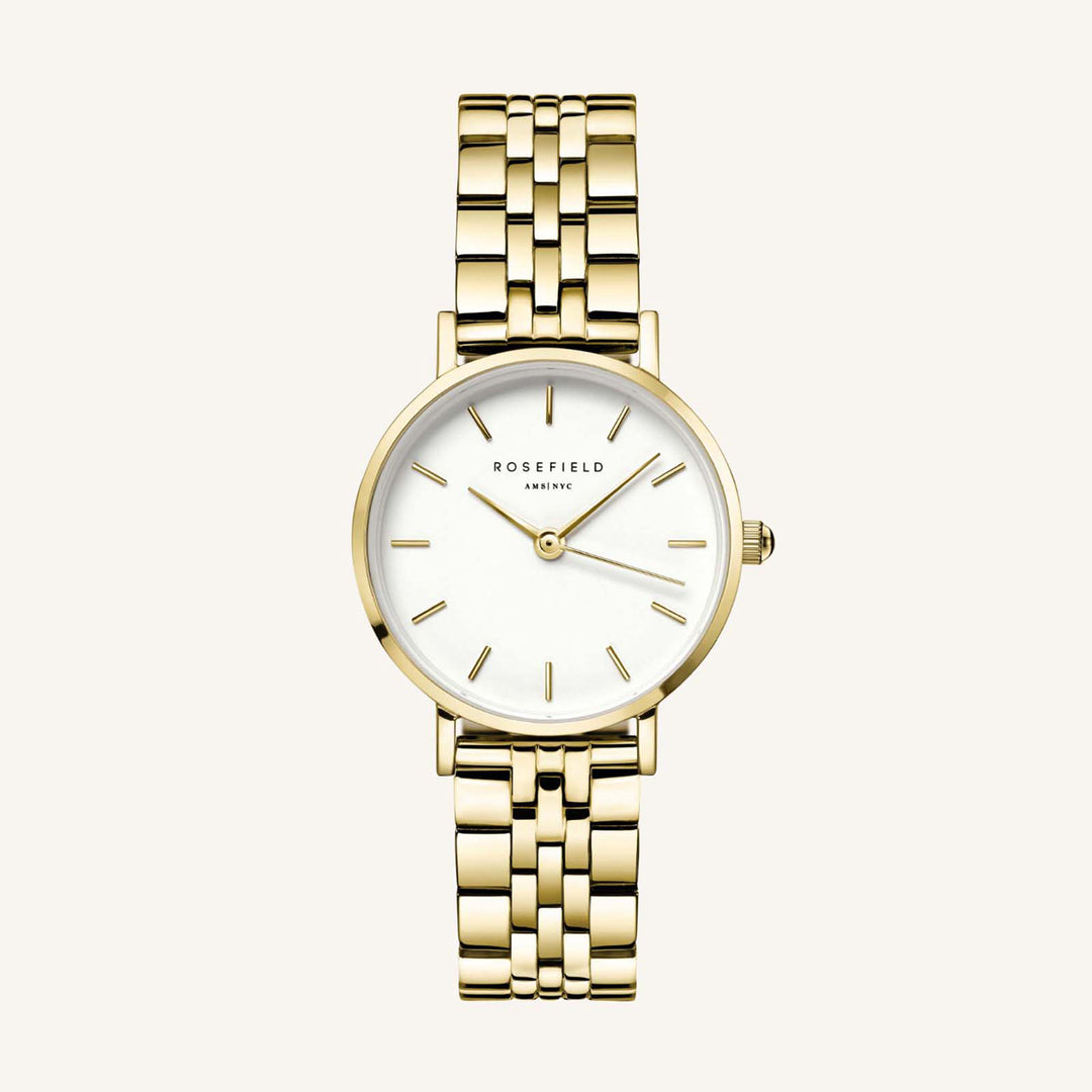 Rosefield The Small Edit White Steel GoldÂ Ladies Watch