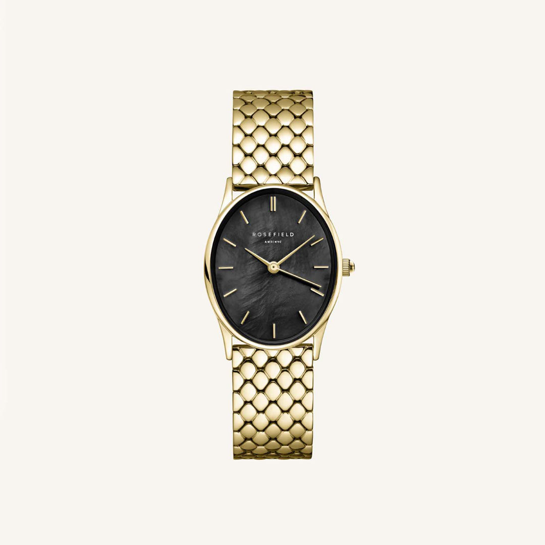 Rosefield The Oval Black MOP Steel GoldLadies Watch