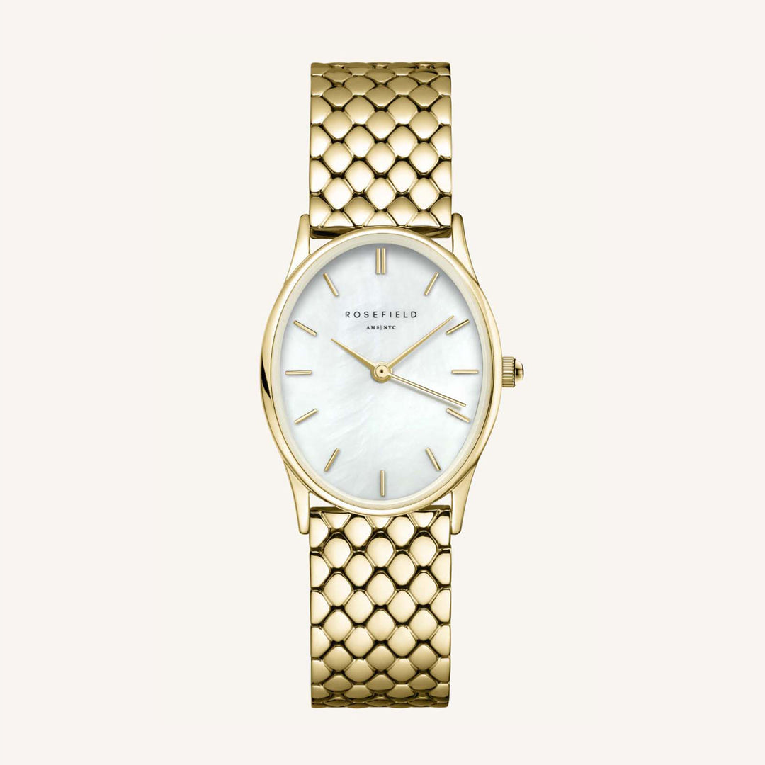 Rosefield The Oval White MOP Steel GoldLadies Watch
