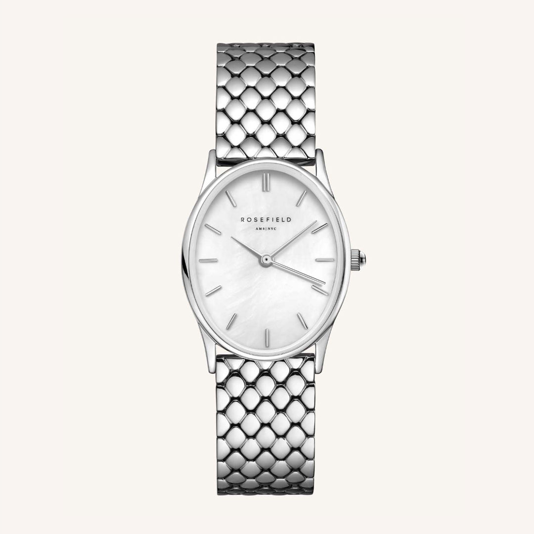 Rosefield The Oval White MOP Steel SilverLadies Watch