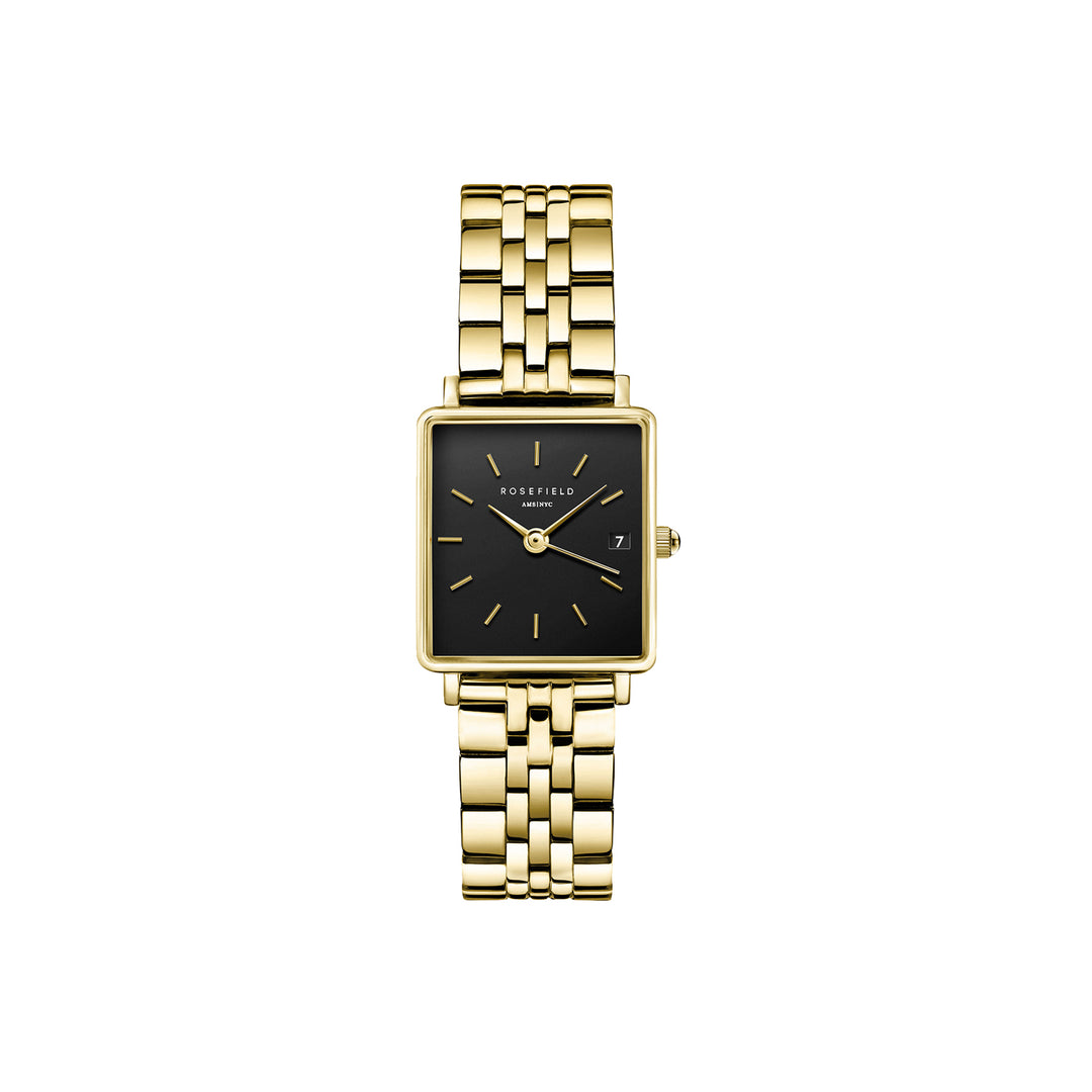 Rosefield The Boxy XS Black Steel GoldLadies Watch