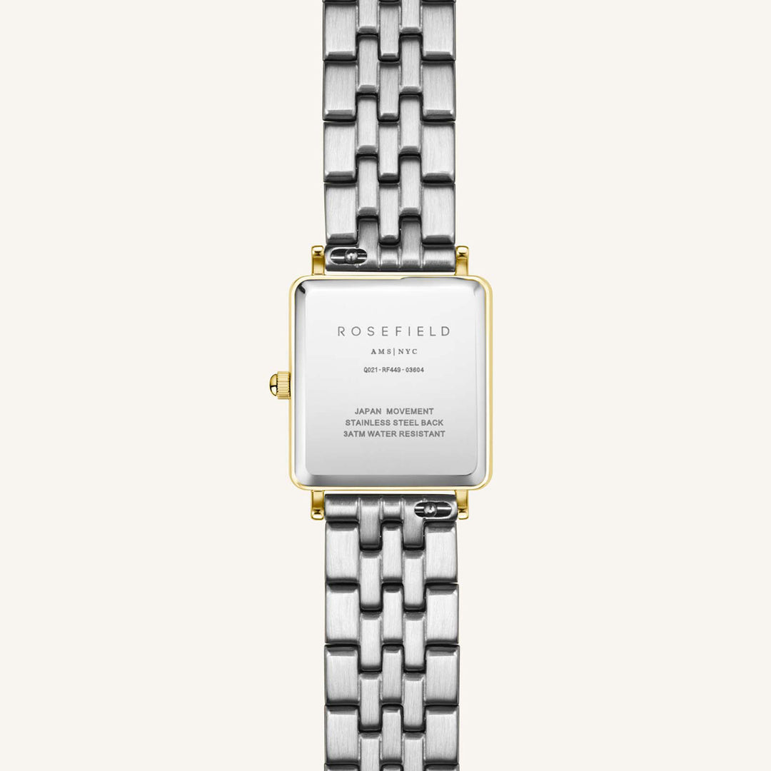 Rosefield The Boxy XS White Sunray Steel Silver Gold Duo Ladies Watch