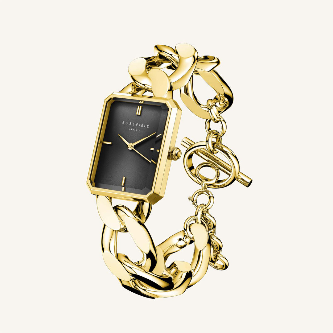 Rosefield The Octagon XS Chain Watch Studio Edition Black GoldLadies Watch