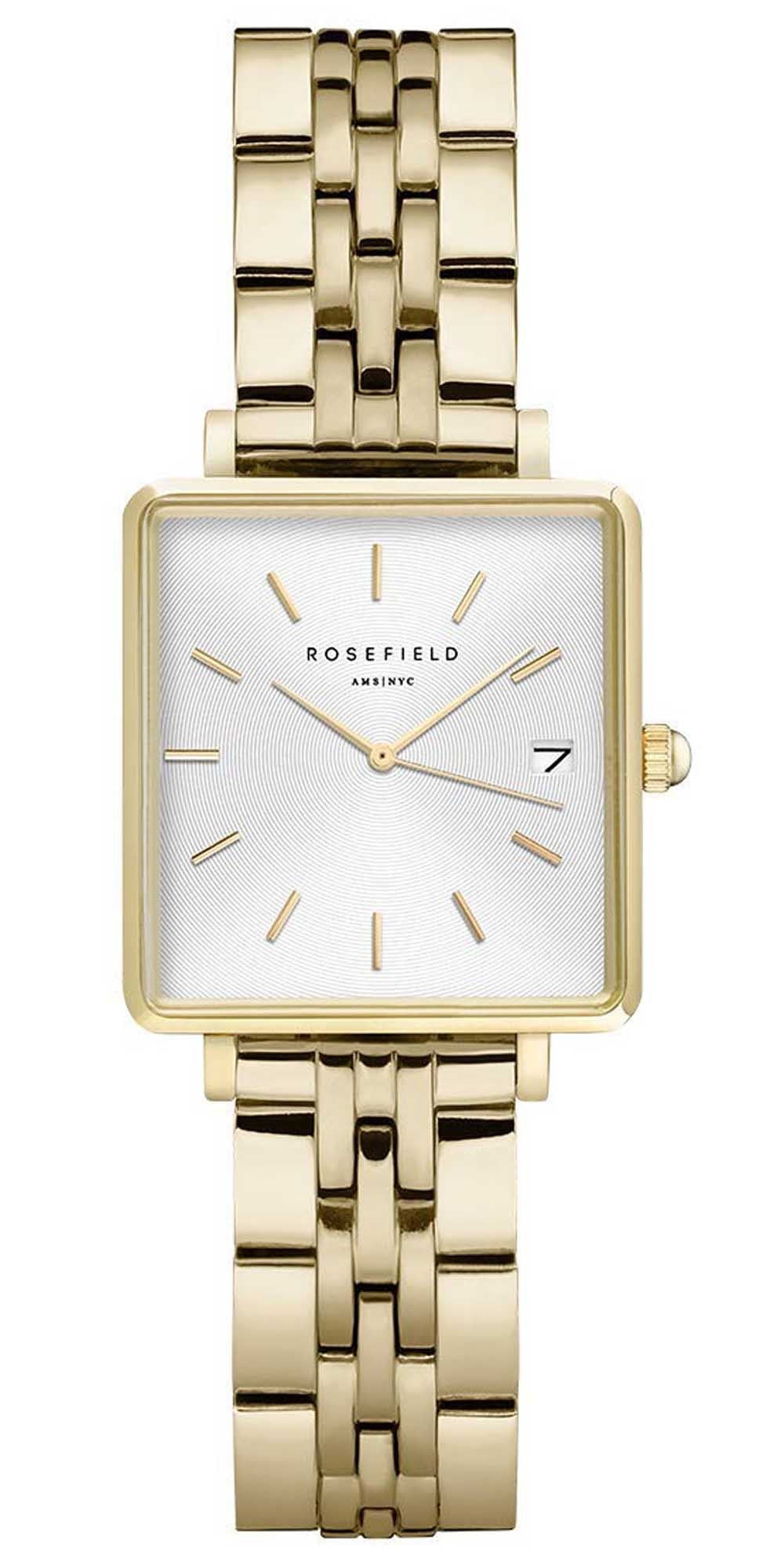Rosefield The Boxy XS White Steel + Multi Liquid charms Bracelet GoldLadies Watch