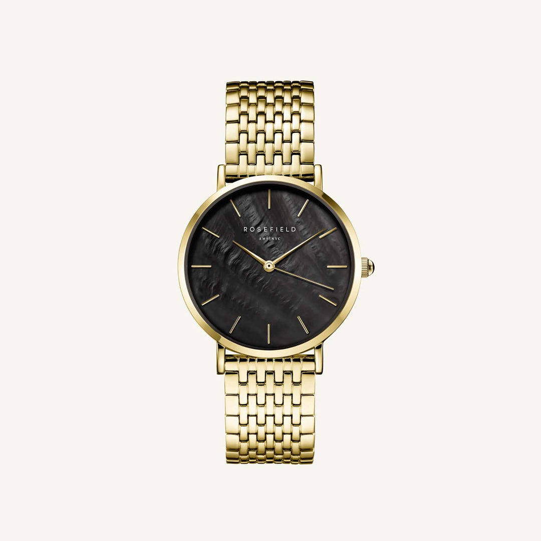 Rosefield Upper East Side Black MOP Steel GoldLadies Watch