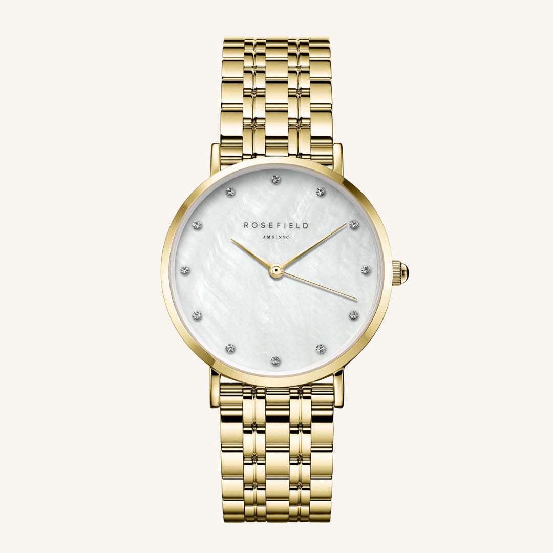Rosefield The Upper East Side Crystals MOP Steel GoldLadies Watch