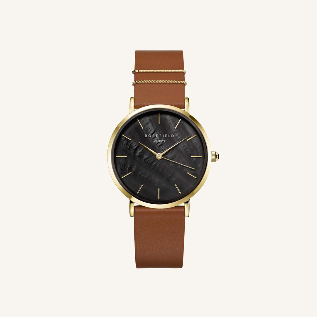 Rosefield West Village Cognac Black MOP GoldLadies Watch