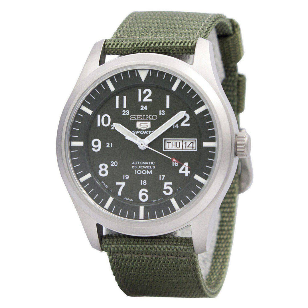 SEIKO 5 SPORTS Automatic made in Japan Green Dial Nylon Strap Watch SNZG09J1 Men's