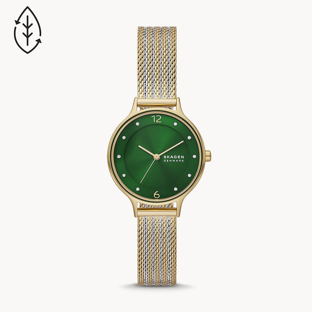 SKAGEN ANITA LILLE THREE-HAND TWO-TONE STAINLESS STEEL MESH WATCH
