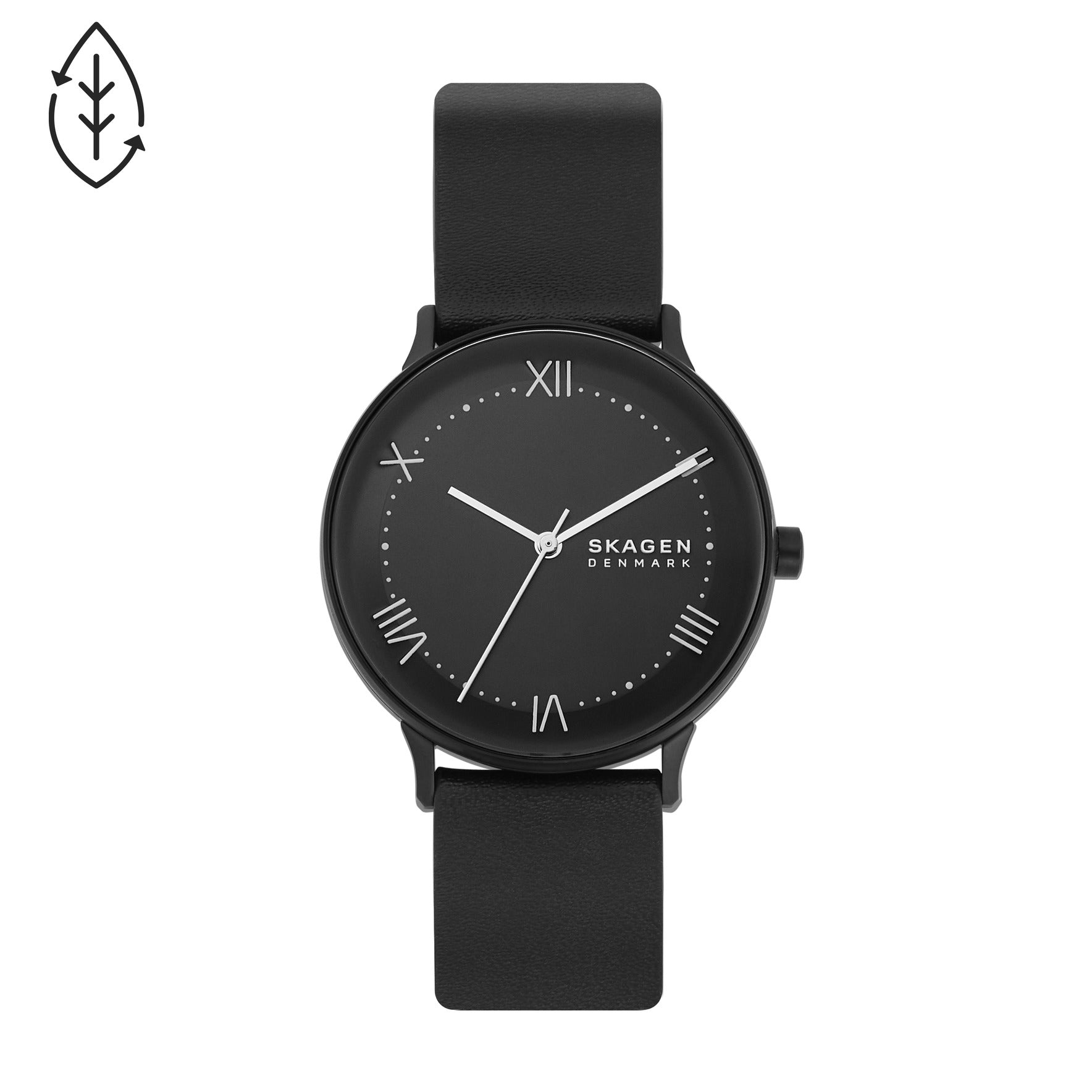 SKAGEN NILLSON THREE-HAND MIDNIGHT LEATHER WATCH – The Watch House