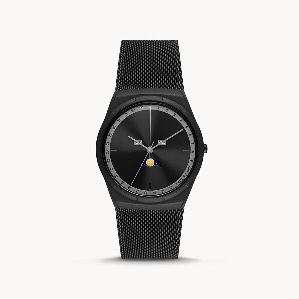 Skagen Melbye Moonphase Midnight Stainless Steel Mesh Watch