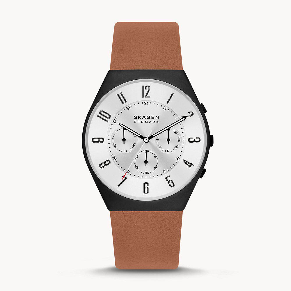 SKAGEN GRENEN CHRONOGRAPH BLACK LEATHER MENS WATCH – The Watch House
