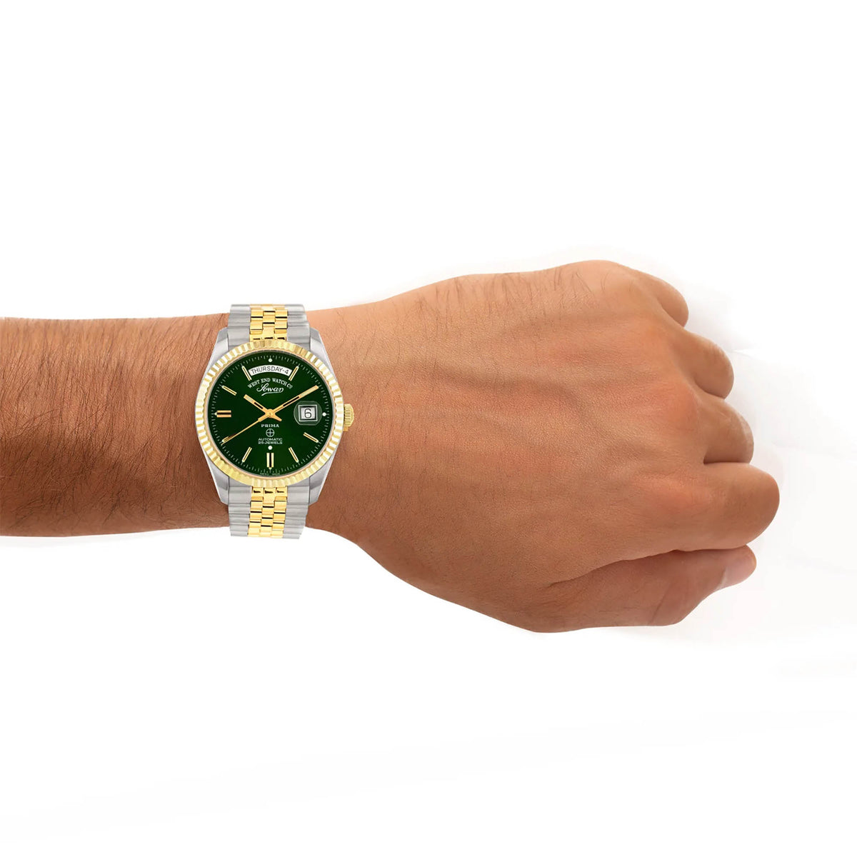 West End Men's Silver Tone Case Green Dial Automatic Watch