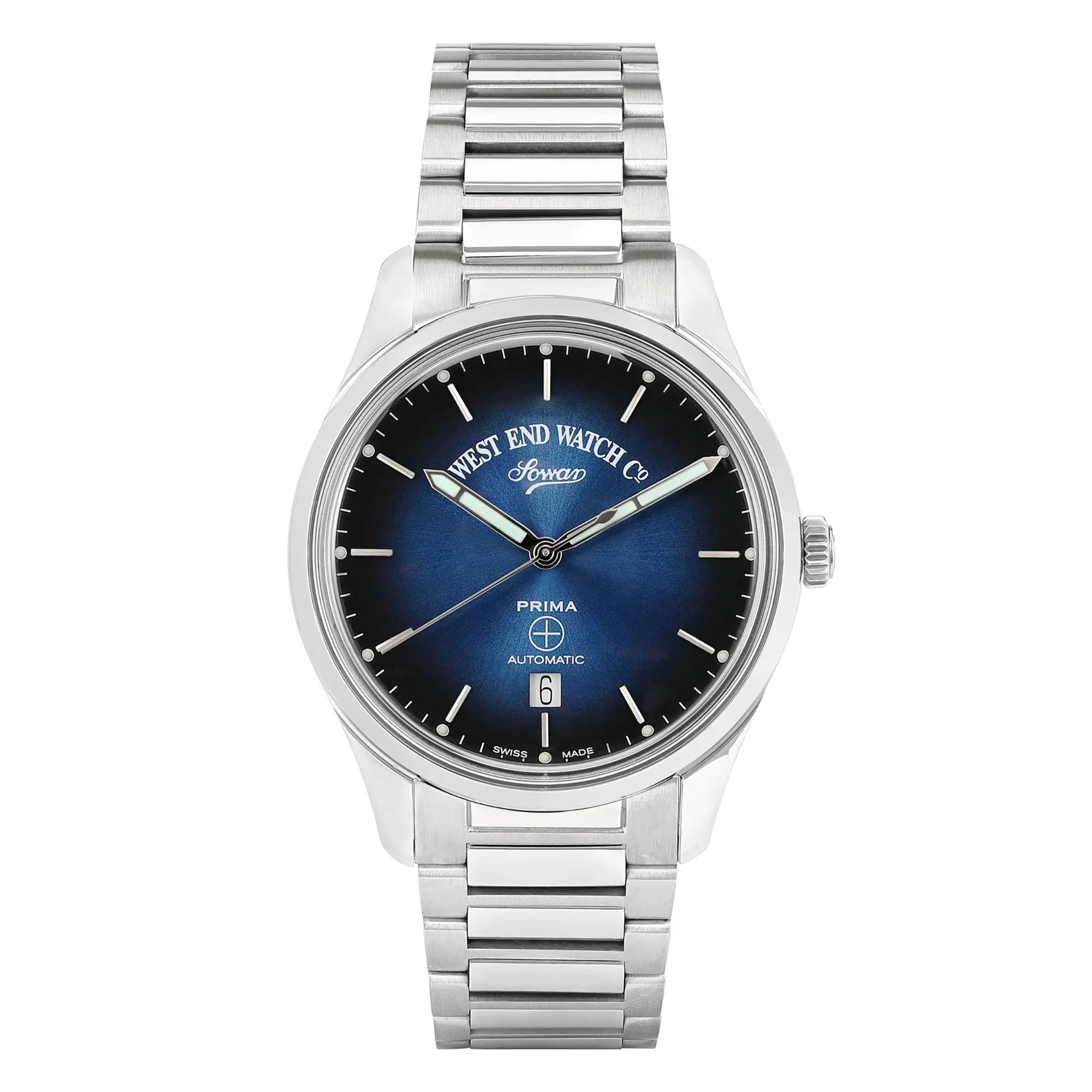 West End Men s Silver Tone Case Blue Dial Automatic Watch The Watch House West End Men s Silver Tone Case Blue Dial Automatic Watch The Watch House