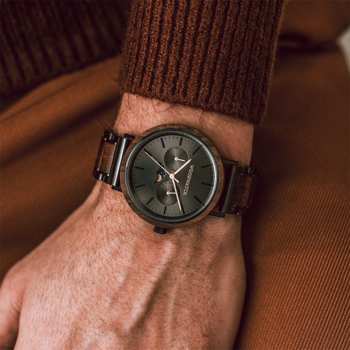 WOODWATCH MEN'S ELEMENT IRON WALNUT QUARTZ WATCH