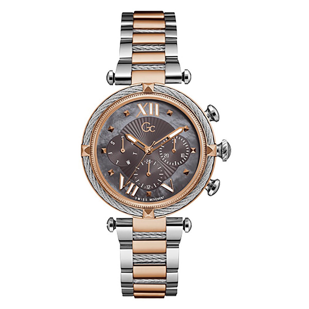 Gc Women's Watch Silver & Rose Gold Case Quartz