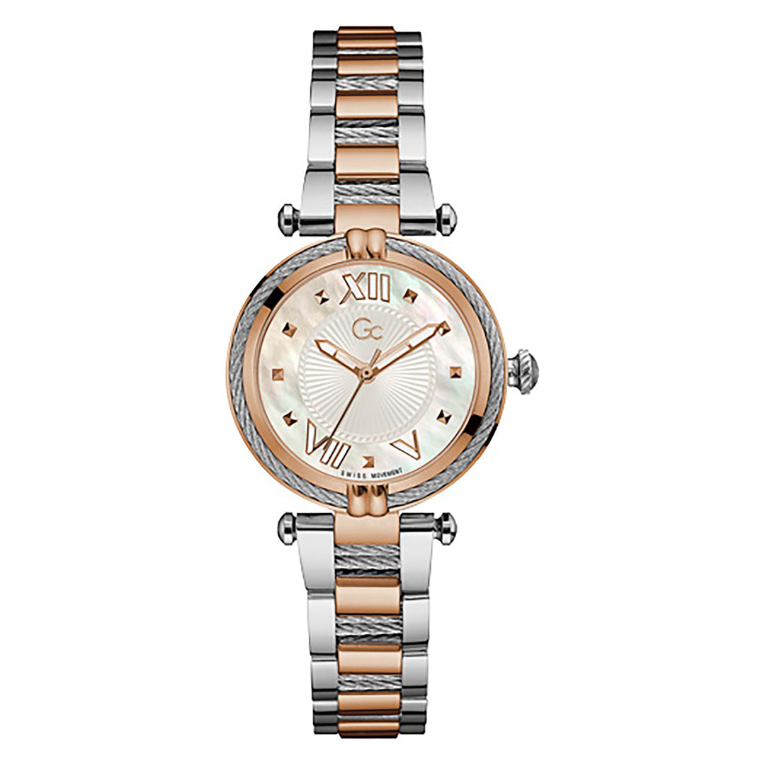Gc Women's Watch Silver & Rose Gold Case Quartz