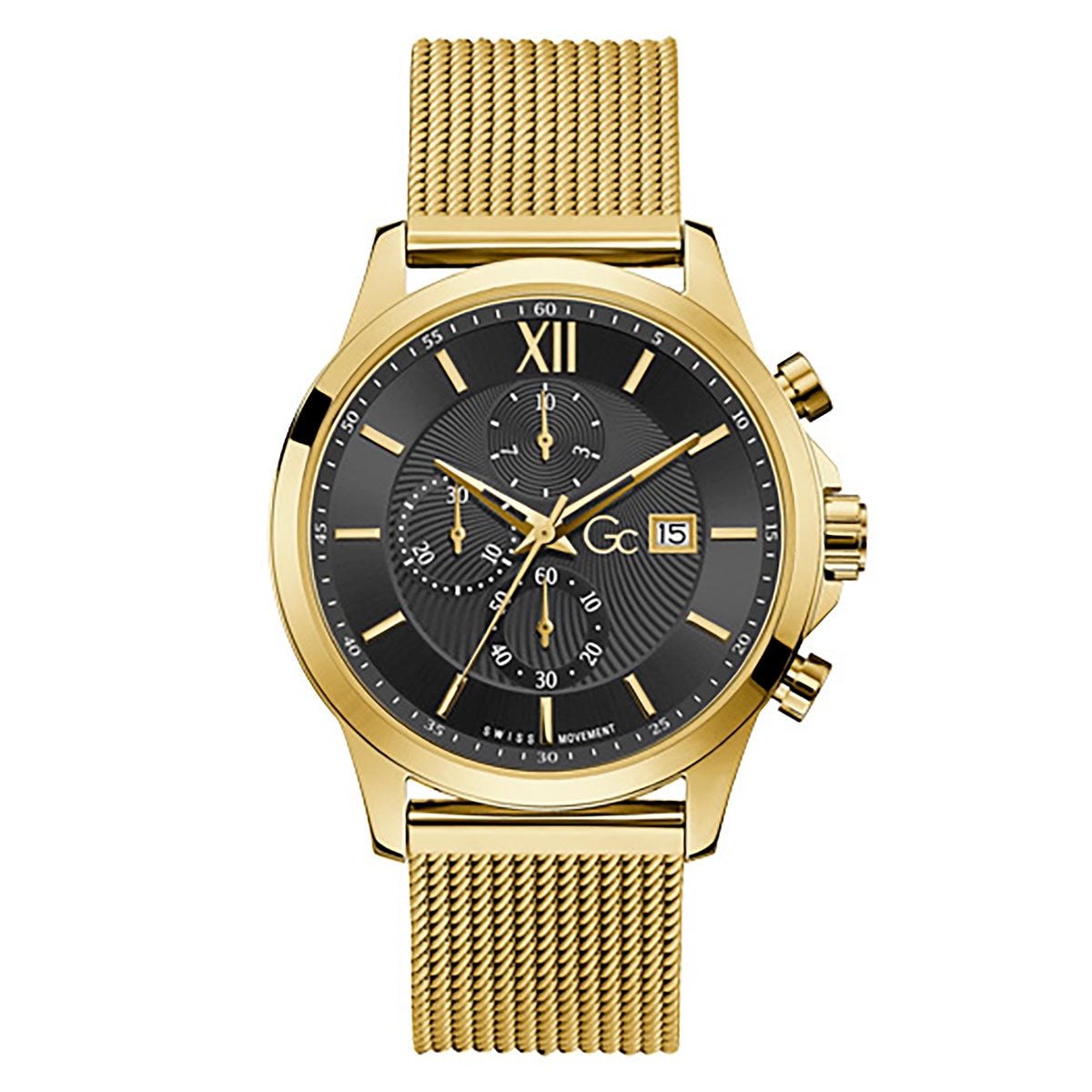 Gc Men's Watch Yellow Gold Case Quartz