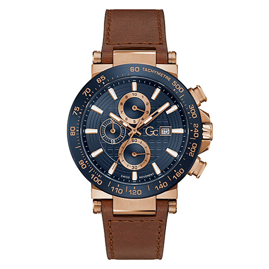 Gc Men's Watch Blue & Rose Gold Case Quartz