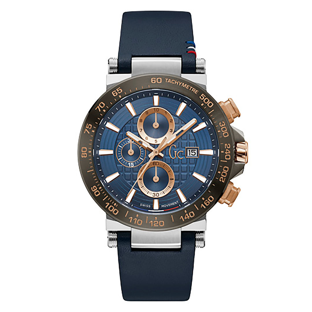 Gc Men's Watch Silver & Gun-Metal Case Quartz