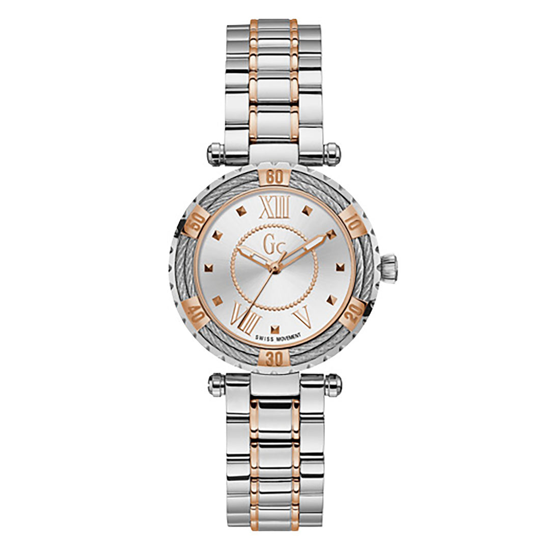 Gc Women's Watch Silver & Rose Gold Case Quartz