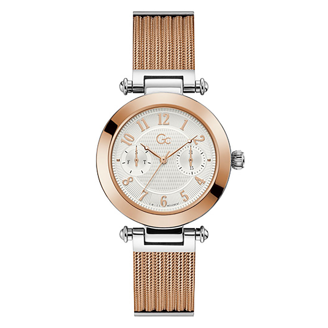 Gc Women's Watch Silver & Rose Gold Case Quartz