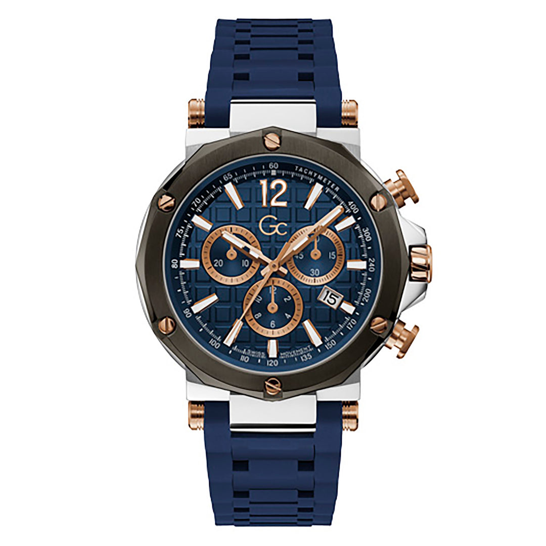 Gc Men's Watch Silver & Gun-Metal Case Quartz