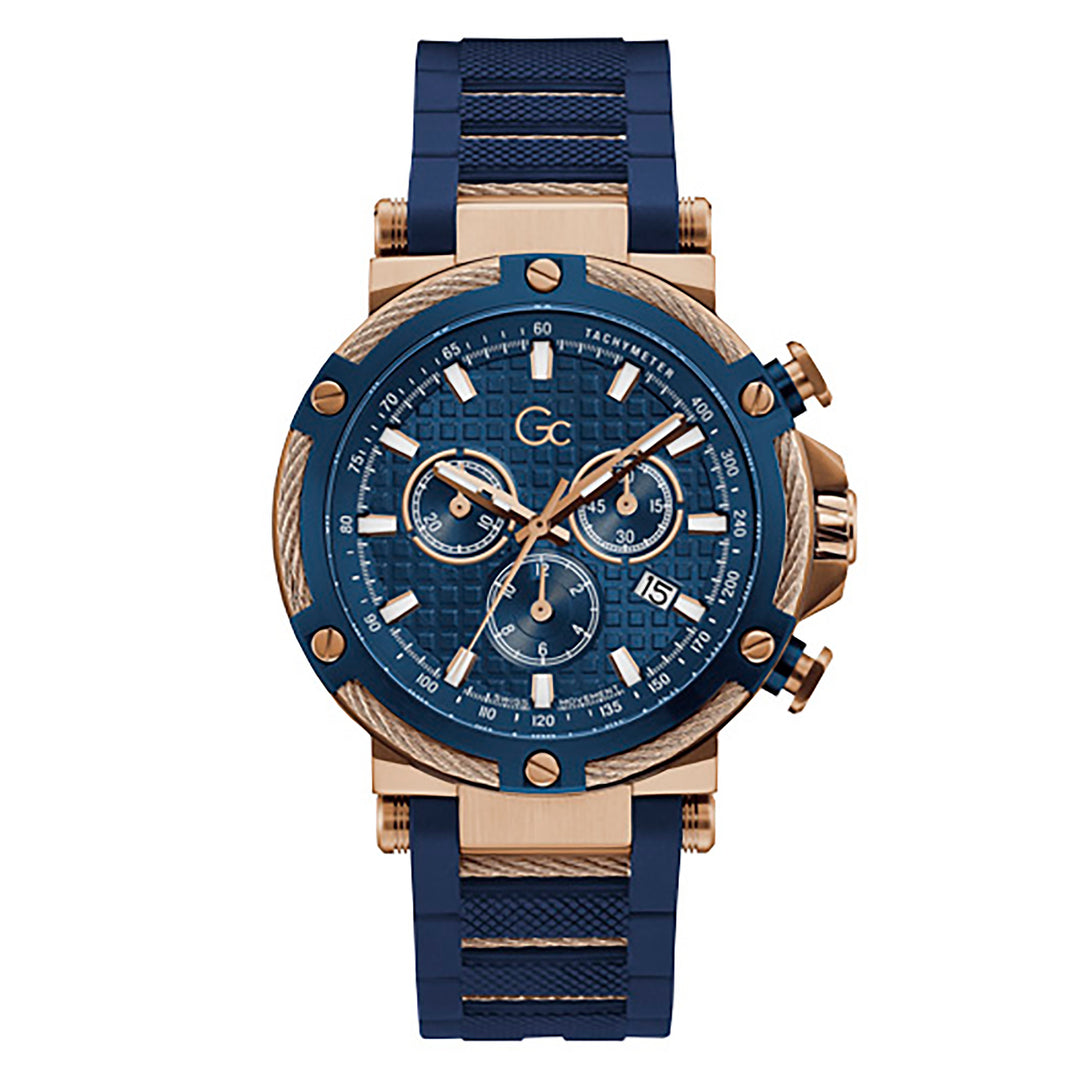 Gc Men's Watch Blue & Rose Gold Case Quartz