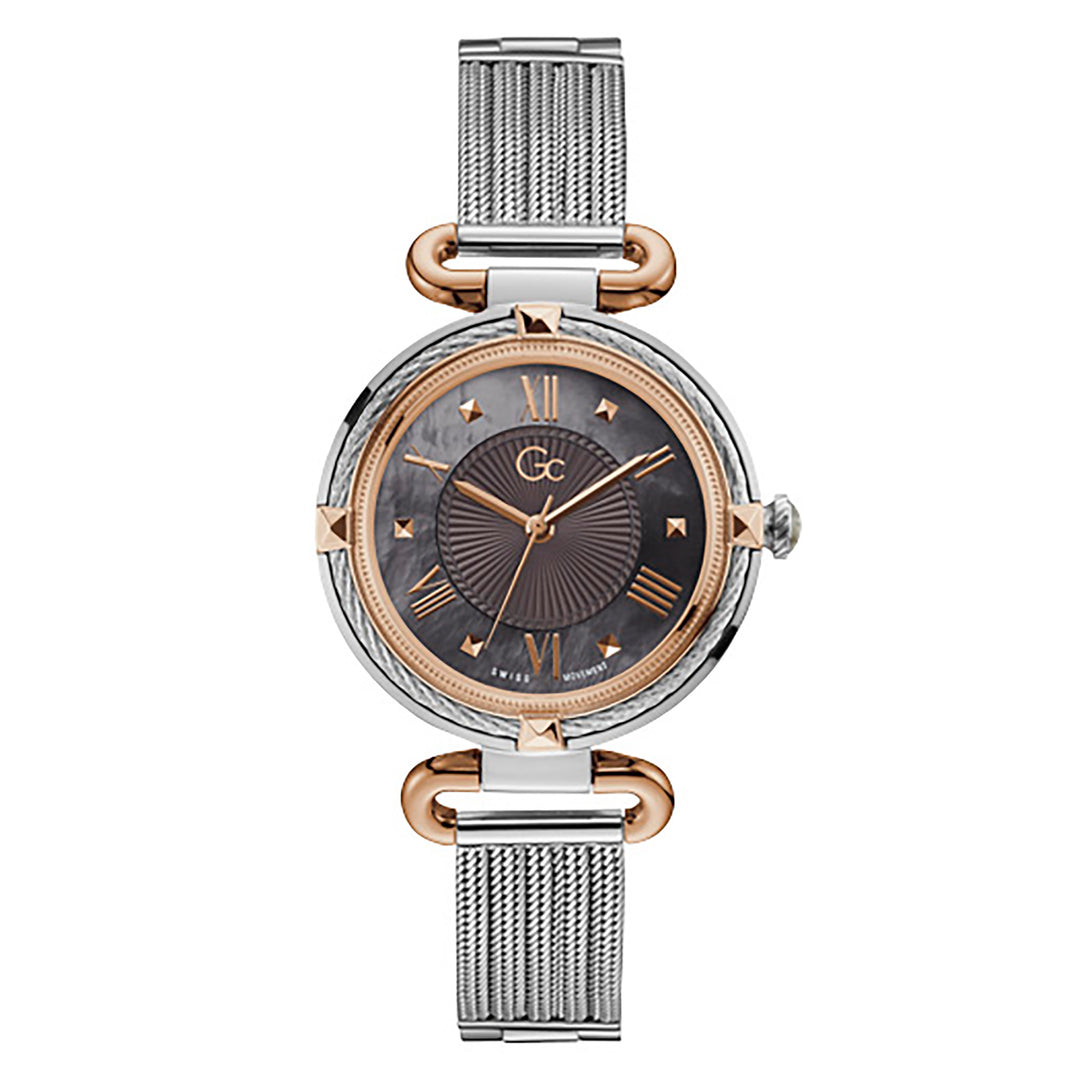 Gc Women's Watch Silver & Rose Gold Case Quartz