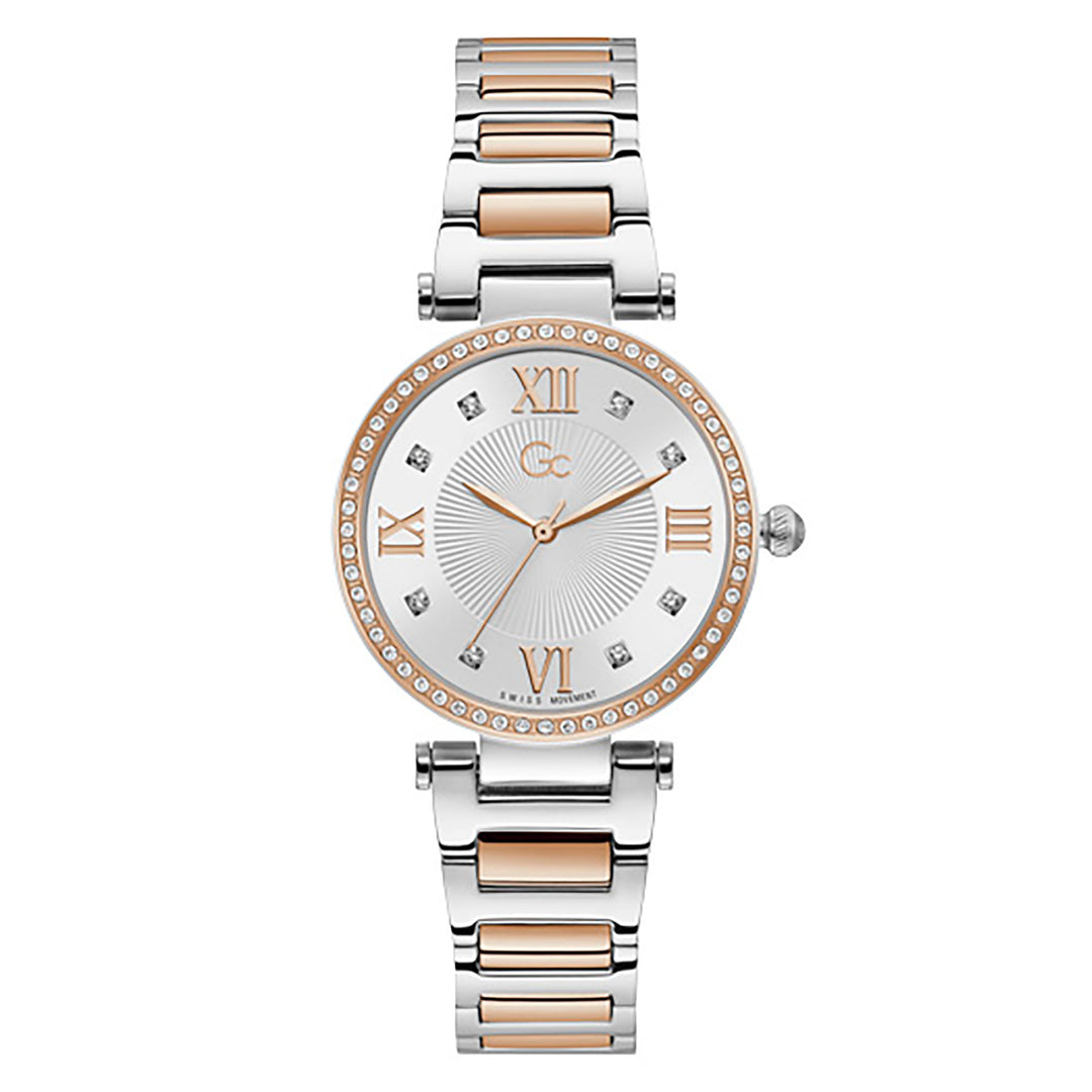 Gc Women's Watch Silver & Rose Gold Case Quartz