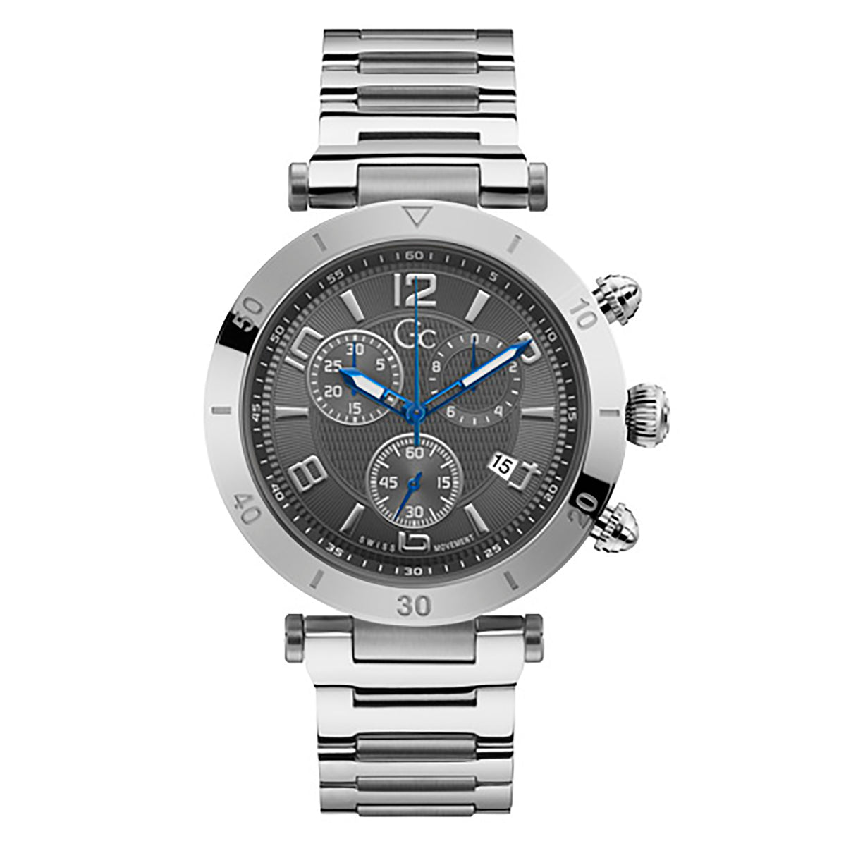 Gc Men's Watch Silver Case Quartz