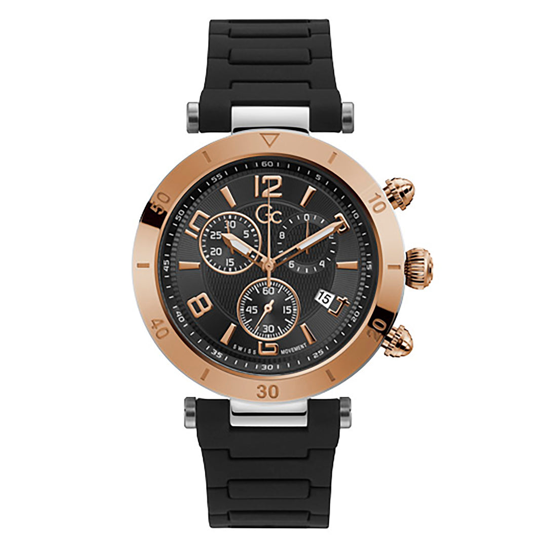 Gc Men's Watch Silver & Rose Gold Case Quartz