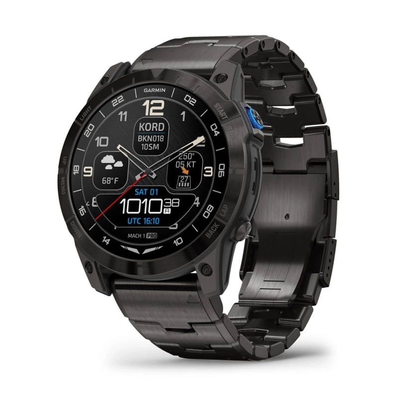ساعة Garmin D2 Mach 1 Pro الذكية للطيران مع سوار تيتانيوم بفتحات تهوية