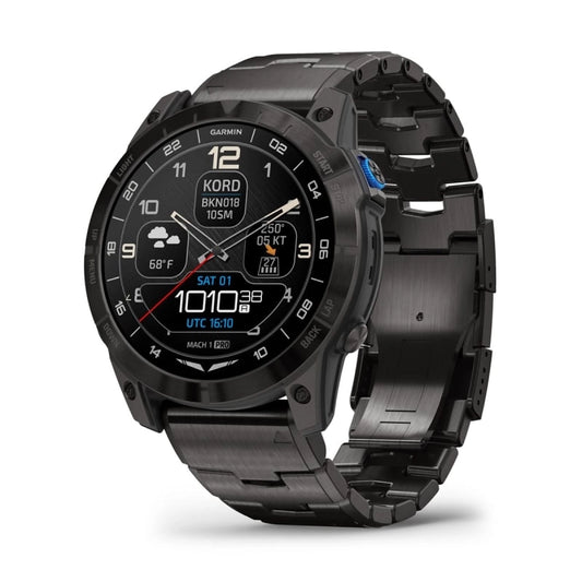 ساعة Garmin D2 Mach 1 Pro الذكية للطيران مع سوار تيتانيوم بفتحات تهوية