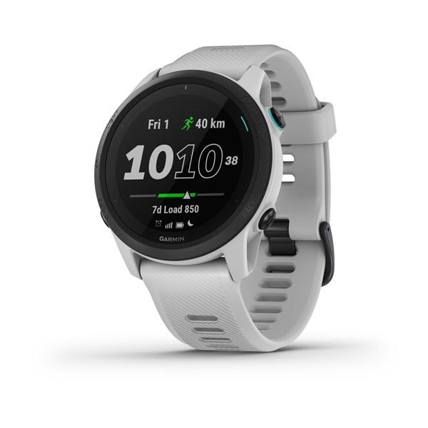 ساعة Garmin Forerunner 745 بسوار سيليكون أبيض وشاشة ملونة بالكامل