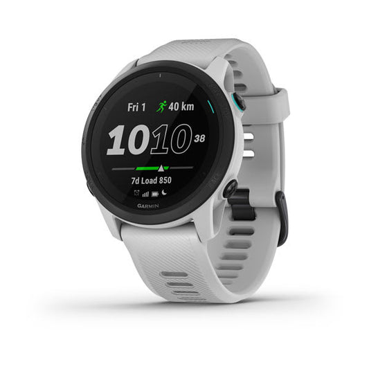 ساعة Garmin Forerunner 745 بسوار سيليكون أبيض وشاشة ملونة بالكامل
