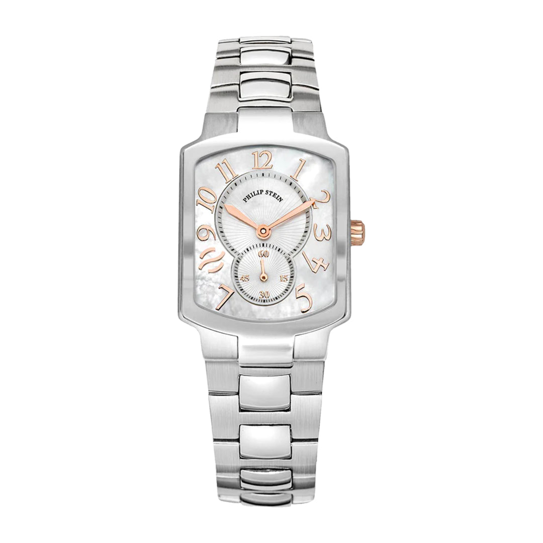 PHILIP STEIN Women's Classic Square Watch with RG Accents