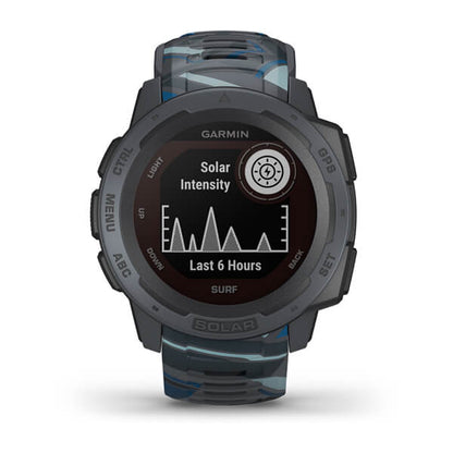 ساعة Garmin Instinct Solar Tactical Edition بسوار سيليكون "بايبلاين" وشاشة عرض ملونة بالكامل